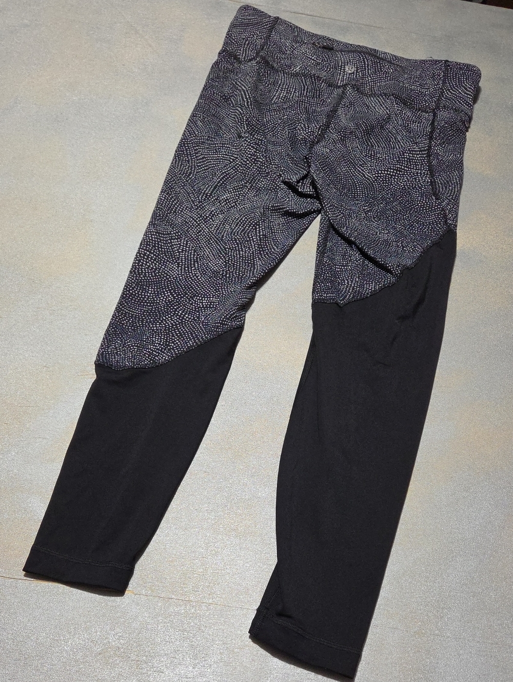 lululemon athletica Black and Speckled Charcoal Panel Leggings